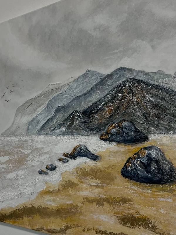 Fog in the mountains Modern Painting Yuliia Kiselova - Subjektiv.art