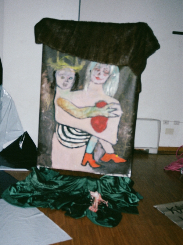 Alina holding Vlad Naive Painting Kateryna Kopeikina - Subjektiv.art