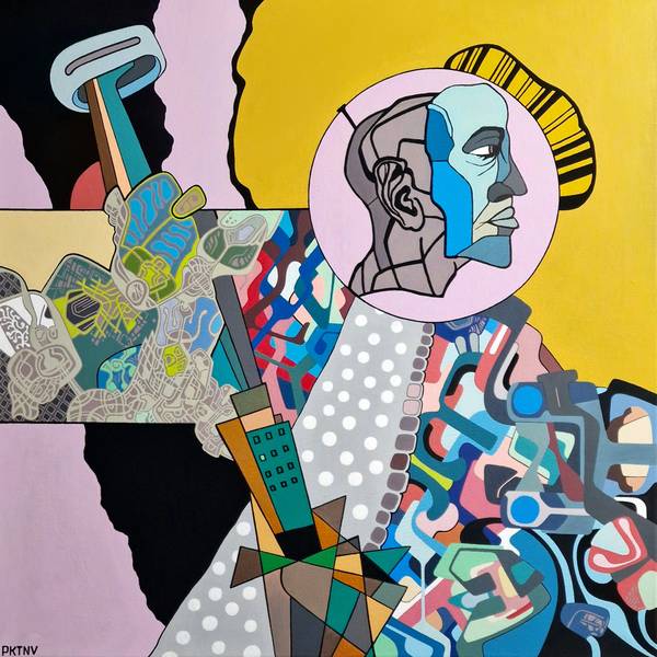 Man with a nail in the head Modern Painting Eugene Pokutnev - Subjektiv.art