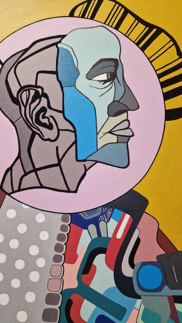 Man with a nail in the head Modern Painting Eugene Pokutnev - Subjektiv.art