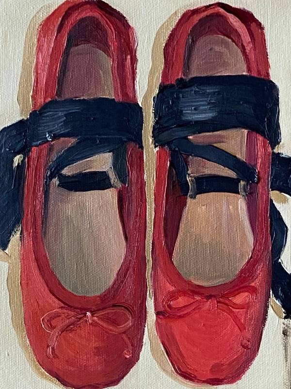 Little red shoes  Expressive and gestural Painting Darina Smolkina - Subjektiv.art