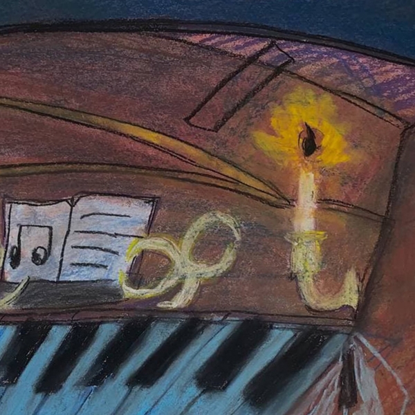 Grandfather piano Naive Painting Kateryna Kopeikina - Subjektiv.art