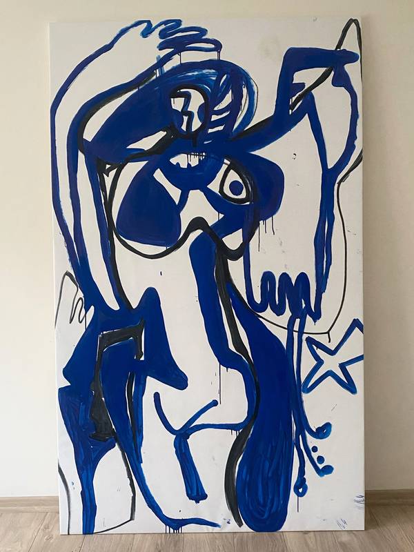 Blue woman (from the series Line) Abstract Painting Nataliia Brichuk - Subjektiv.art