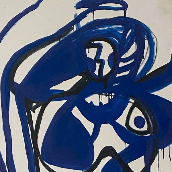 Blue woman (from the series Line) Abstract Painting Nataliia Brichuk - Subjektiv.art