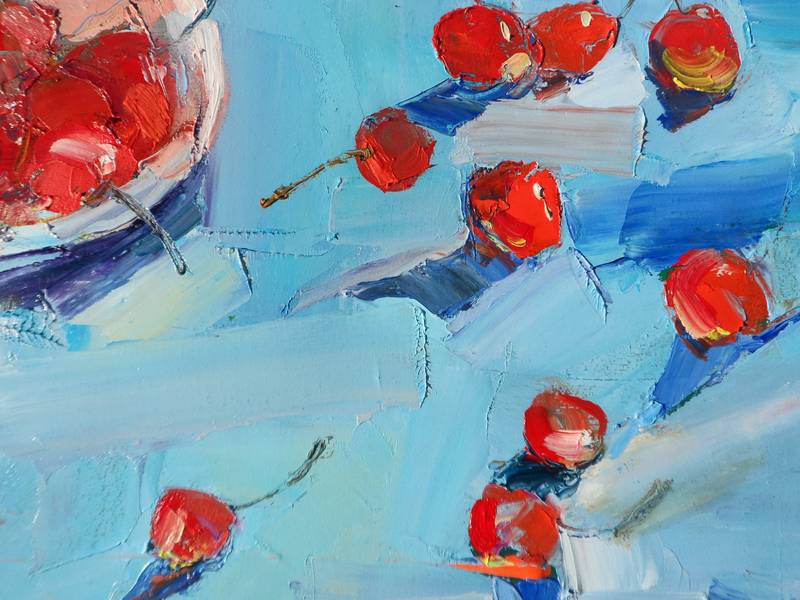 Cherries Impressionistic Painting Yehor Dulin - Subjektiv.art