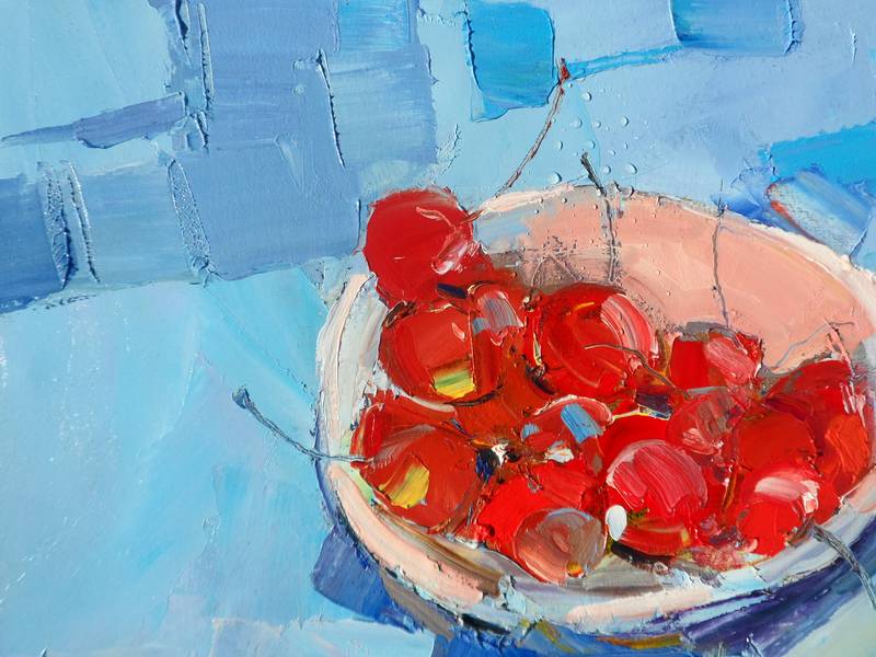 Cherries Impressionistic Painting Yehor Dulin - Subjektiv.art