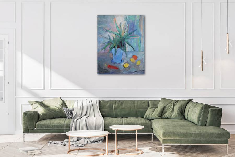Aloe Vera and Three Lemons Impressionistic Painting Artem Andreichuk - Subjektiv.art