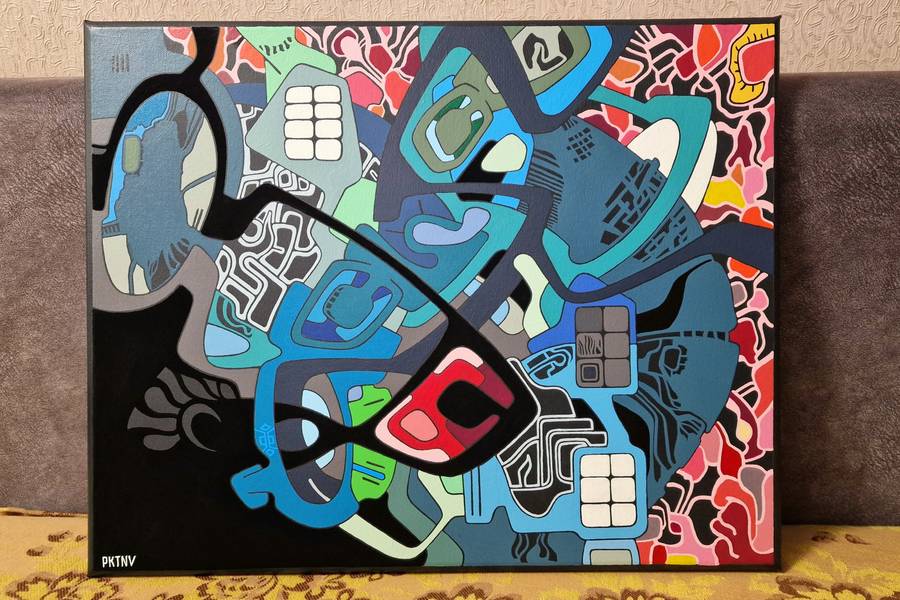 Embrace Abstract Painting Eugene Pokutnev - Subjektiv.art