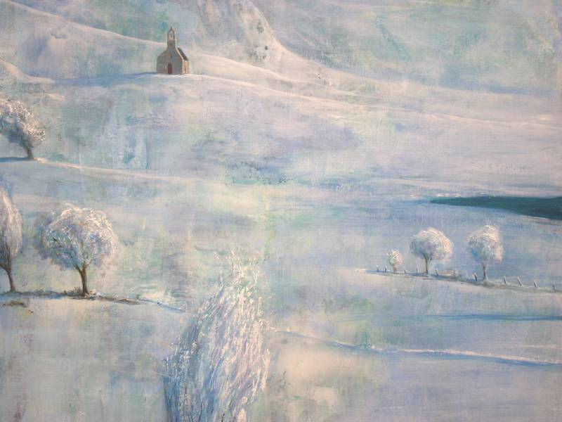 Quand la blancheur inondera les monts et le ciel se jettera en mer, pour nous épouser, nous oserons nous livrer à la chapelle. Fine Art Painting francois page - Subjektiv.art