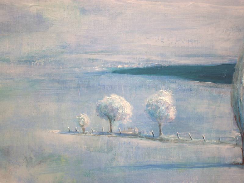 Quand la blancheur inondera les monts et le ciel se jettera en mer, pour nous épouser, nous oserons nous livrer à la chapelle. Fine Art Painting francois page - Subjektiv.art