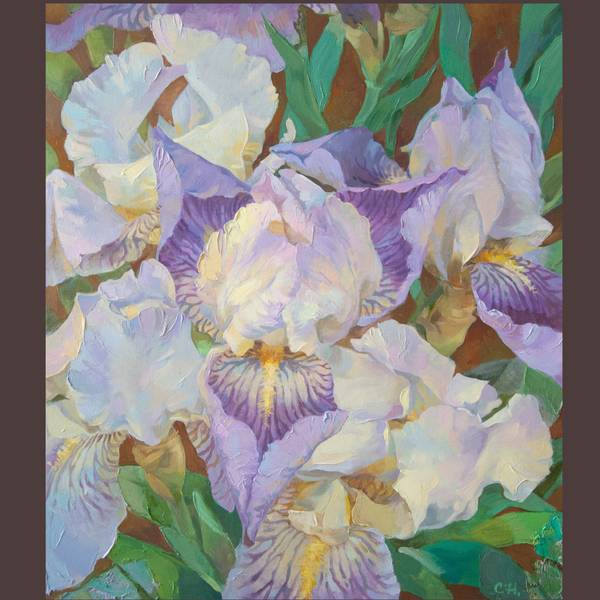 Irises.Spring Fine Art Painting Julia Chemerys - Subjektiv.art