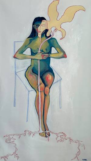 With flower Surrealistic Painting Liliya Nebera - Subjektiv.art