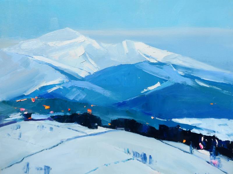 Еvening in the mountains Fine Art Painting Yehor Dulin - Subjektiv.art