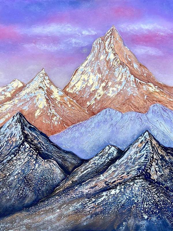 Conquering the mountains Abstract Painting Yuliia Kiselova - Subjektiv.art