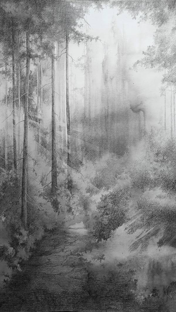 In the forest II  Impressionistic Mixed media Oksana Duchenchuk - Subjektiv.art