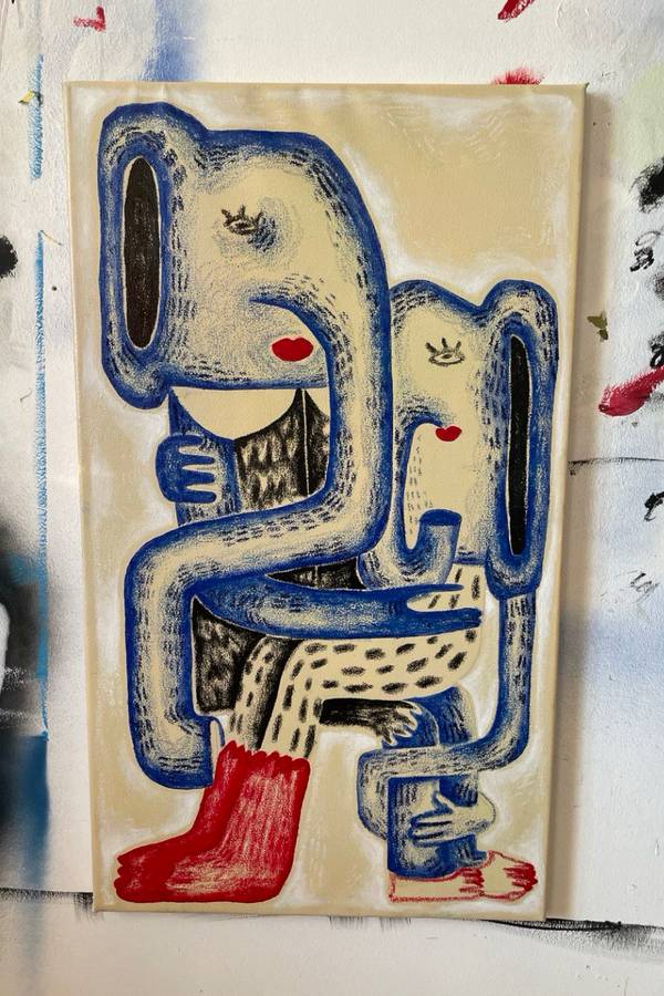 «Elephants» Naive Painting Sasha Luneva - Subjektiv.art