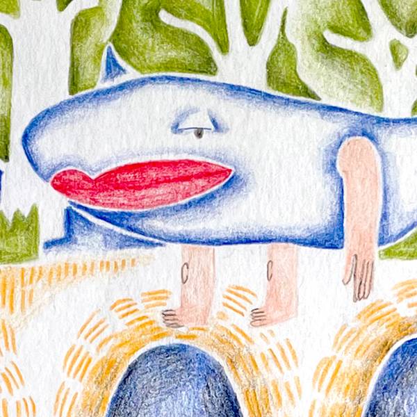 «Whale» Naive Drawing Sasha Luneva - Subjektiv.art