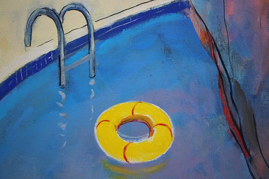 The cow goes to the pool Pop art Painting Artem Andreichuk - Subjektiv.art