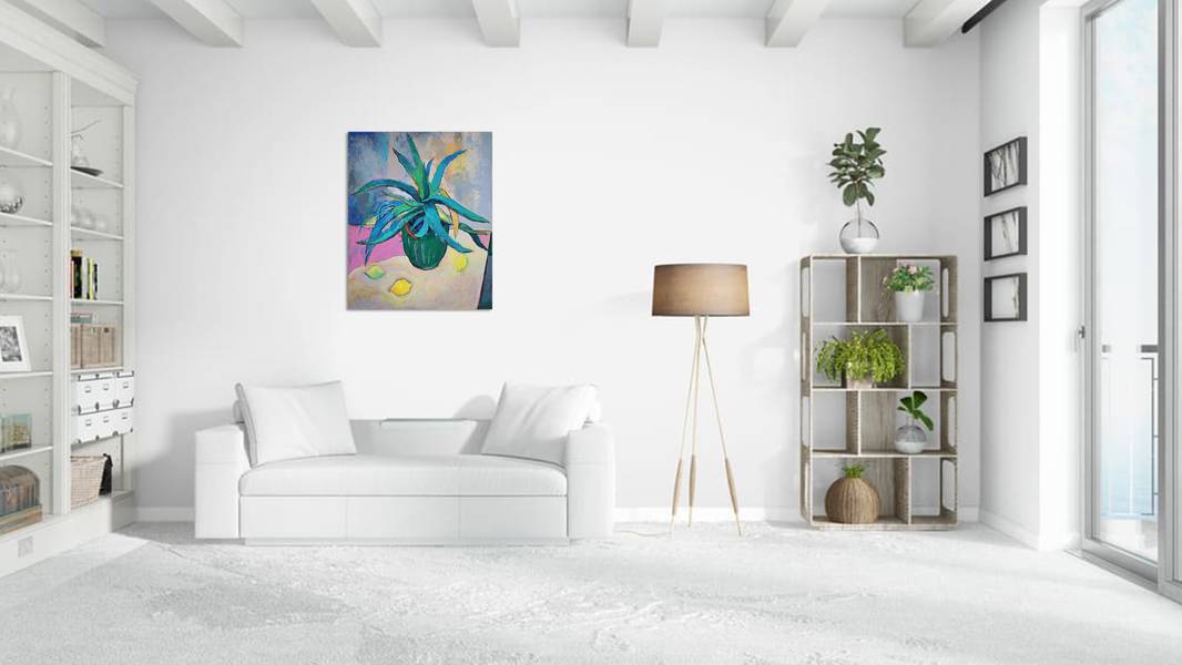 Cactus with lemons Modern Painting Artem Andreichuk - Subjektiv.art