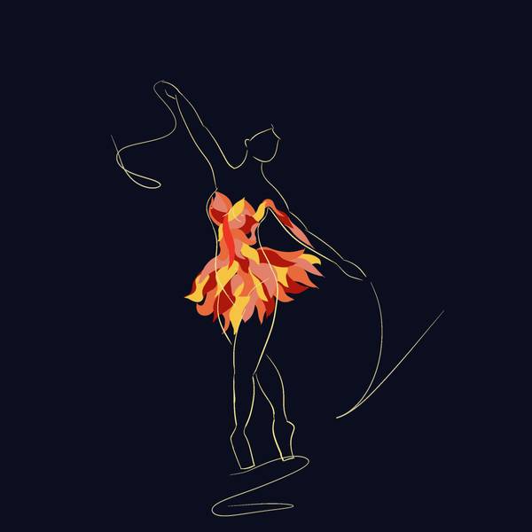 Dance to the Fire of her Flame Expressive and gestural Painting Mikenzie Ginsberg - Subjektiv.art