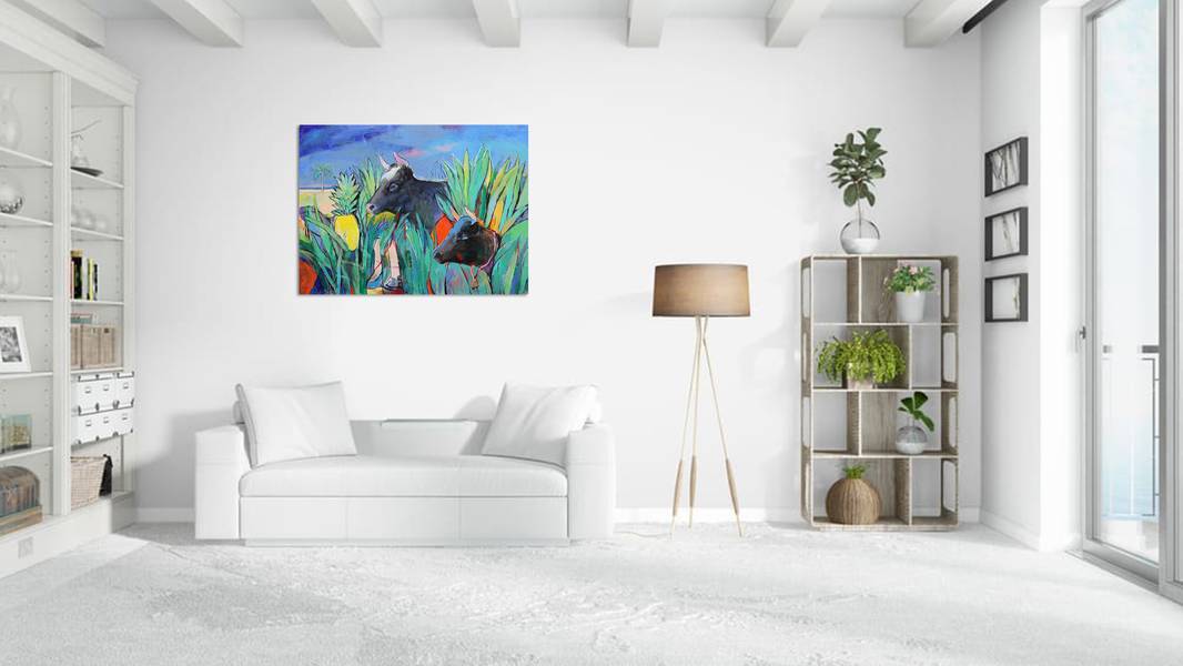 Cows in search of pineapples Modern Painting Artem Andreichuk - Subjektiv.art