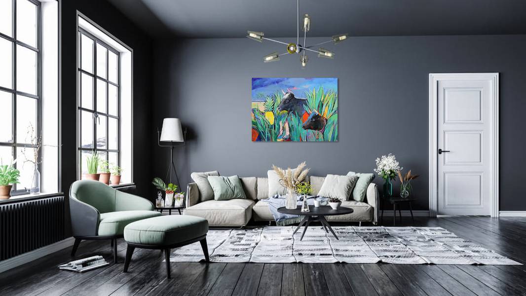 Cows in search of pineapples Modern Painting Artem Andreichuk - Subjektiv.art