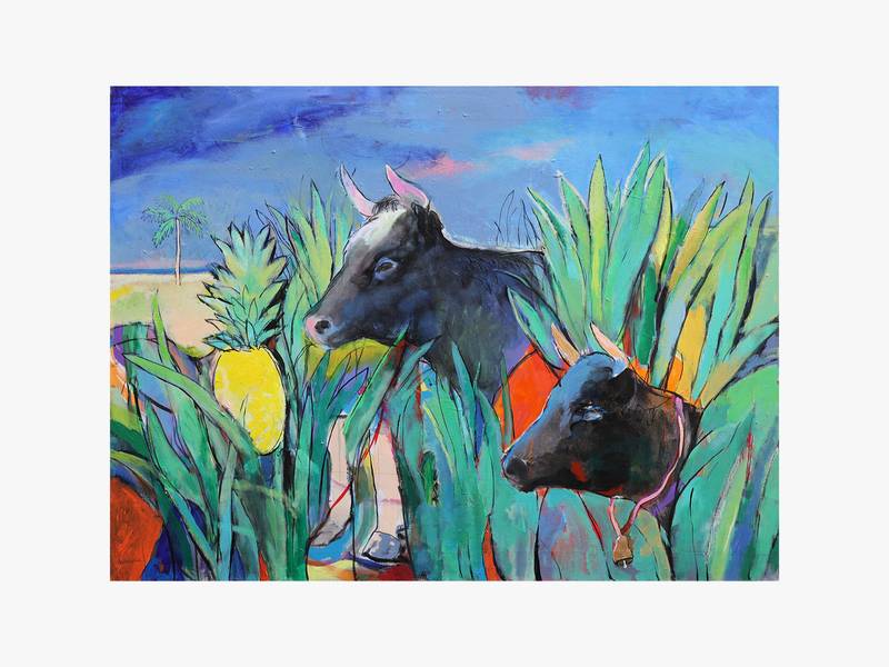 Cows in search of pineapples Modern Painting Artem Andreichuk - Subjektiv.art
