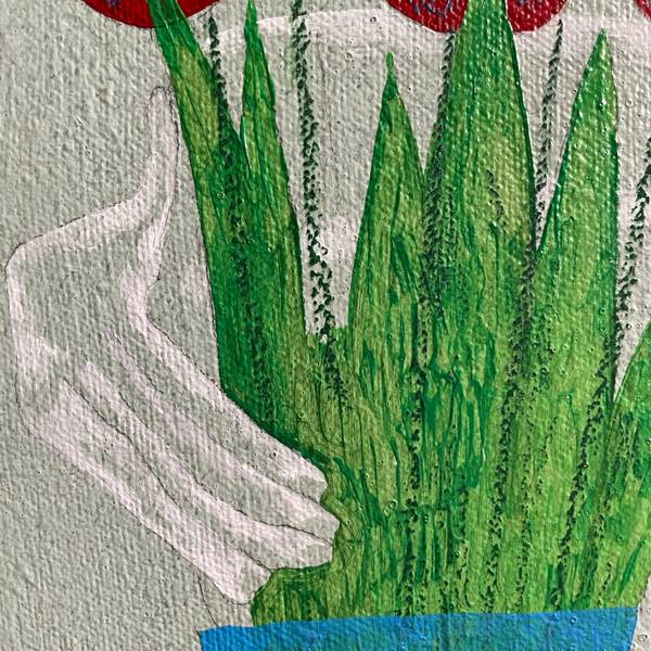 «Tulips» Naive Painting Sasha Luneva - Subjektiv.art