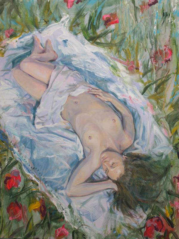 J'aurais aimé être un papillon en plein vol, pour surprendre ton attente. Fine Art Painting francois page - Subjektiv.art
