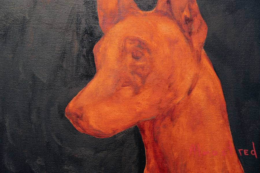 Almost red dog Fine Art Painting Anna Veriki - Subjektiv.art