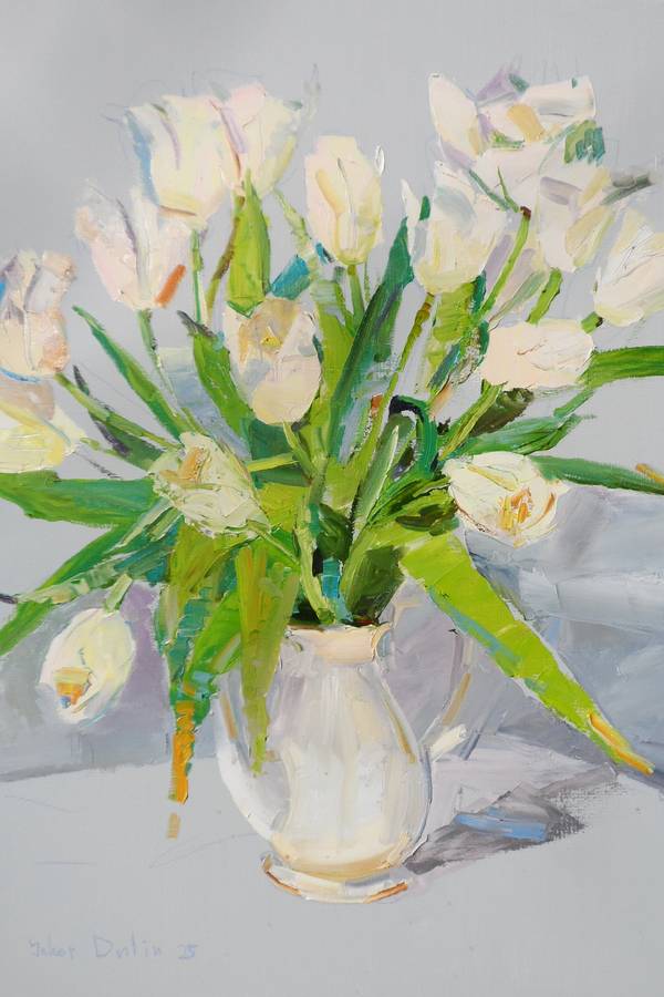 Tulips Expressive and gestural Painting Yehor Dulin - Subjektiv.art