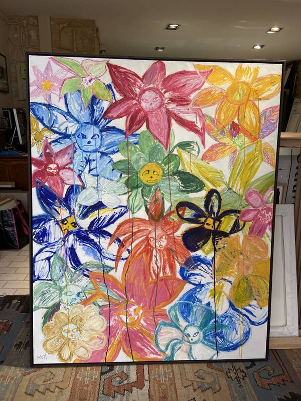 Crowded Expressive and gestural Painting Paul Lever - Subjektiv.art