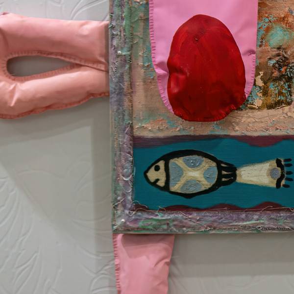 «Person with a fish in stomach» Naive Painting Sasha Luneva - Subjektiv.art