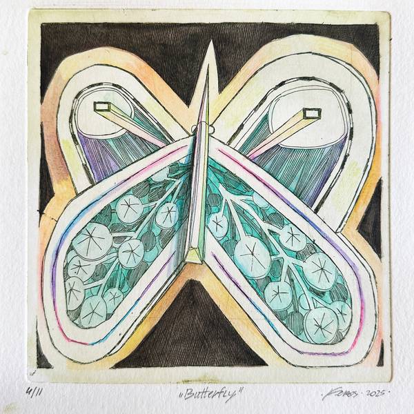 Butterfly Graphic, illustrative and typographic Drawing Serhii Hrekh - Subjektiv.art