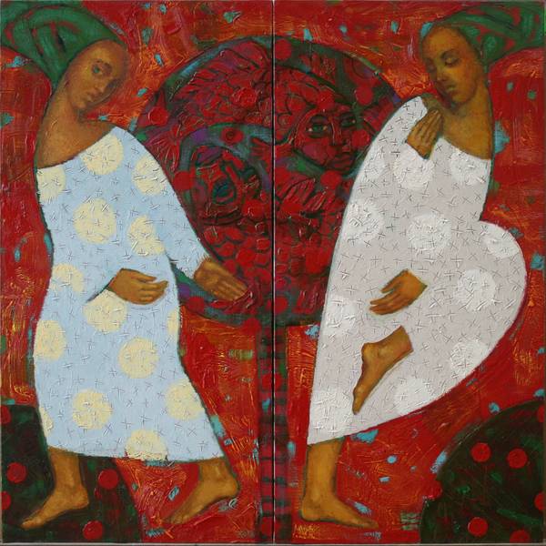 Fish tree diptych Fine Art Painting Myroslava Perevalska - Subjektiv.art