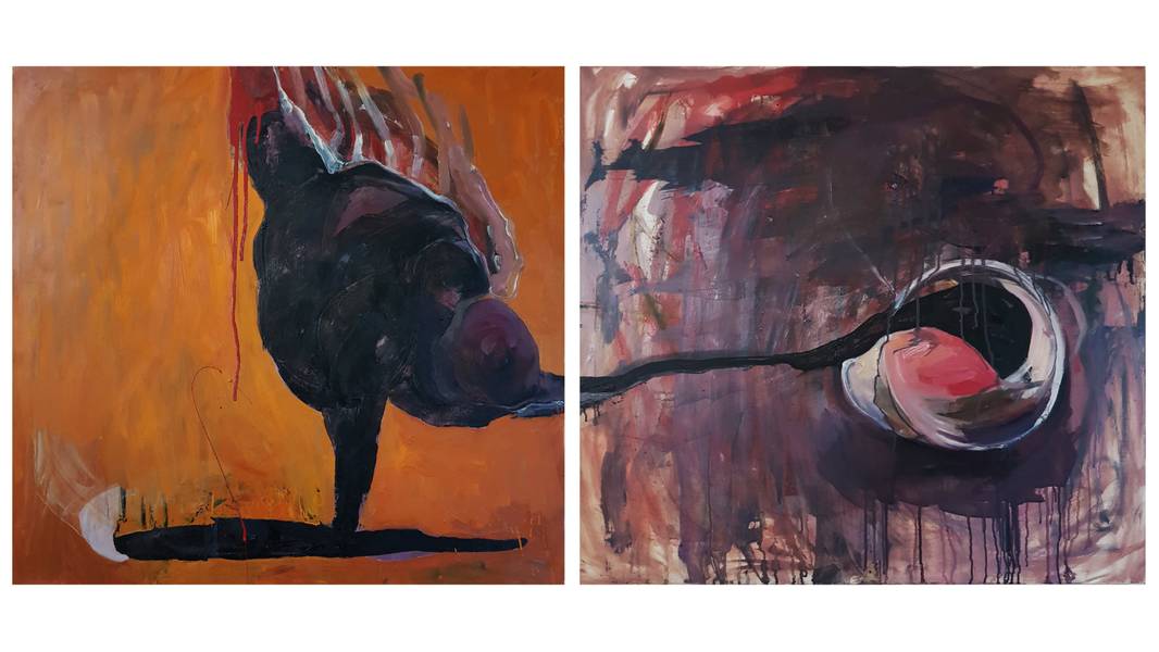 Dependence (diptych) Expressive and gestural Painting Alyona Tokovenko - Subjektiv.art