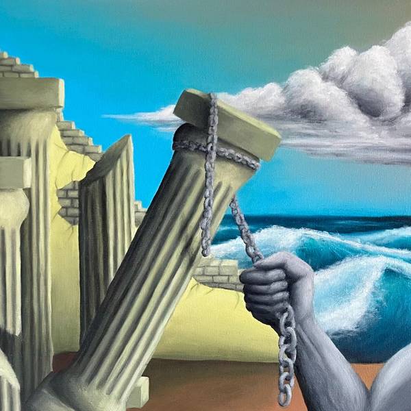 La chute Surrealistic Painting Pierre Freneau - Subjektiv.art