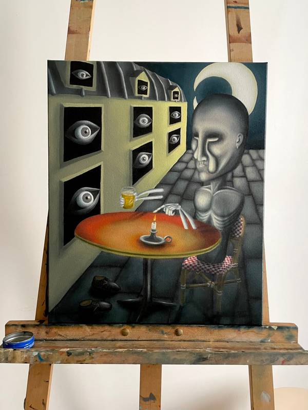 Déséquilibre  Surrealistic Painting Pierre Freneau - Subjektiv.art