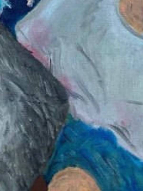 OLD MAN WITH RABBIT (MY GRANDFATHER), 2023 Expressive and gestural Painting Miguel Angelo Marques - Subjektiv.art