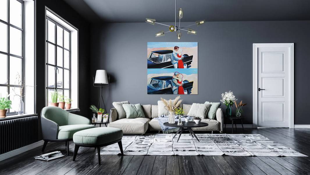 Kiss (Jean Marais embrasse Mylène Demongeot) Pop art Painting Artem Andreichuk - Subjektiv.art