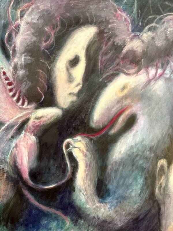 Echo of the world against the backdrop of decaying earth Expressive and gestural Painting Rina Riga - Subjektiv.art