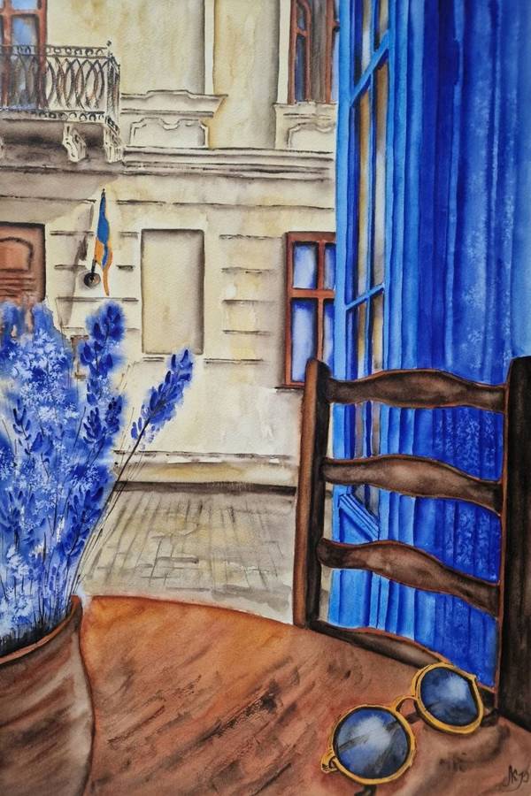 Outside the window Expressive and gestural Painting Olena Yemelianova - Subjektiv.art