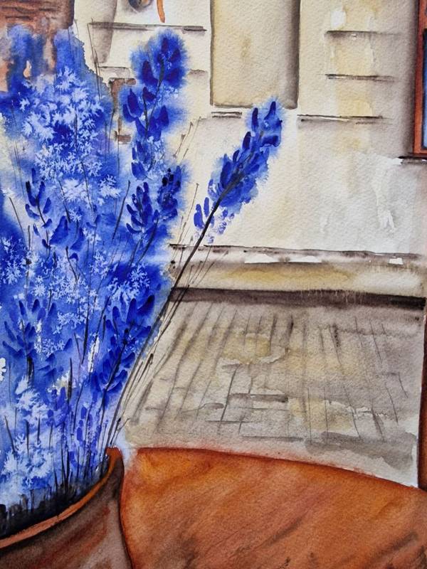 Outside the window Expressive and gestural Painting Olena Yemelianova - Subjektiv.art