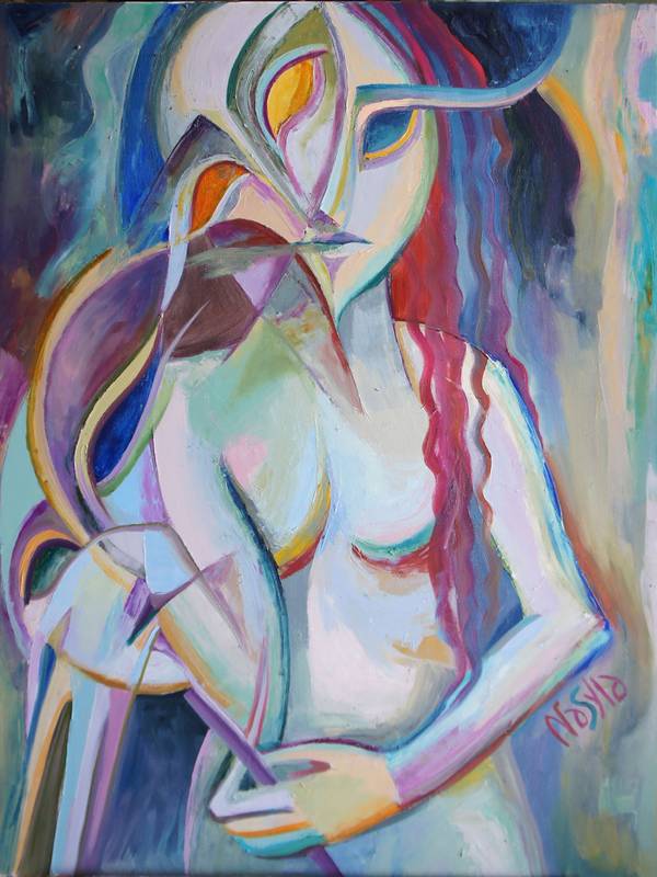 The masks Surrealistic Painting Anastasiia Maistrenko - Subjektiv.art