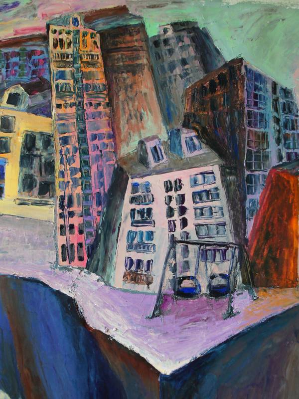 The Deer and the Wounded City Fine Art Painting Anastasiia Maistrenko - Subjektiv.art