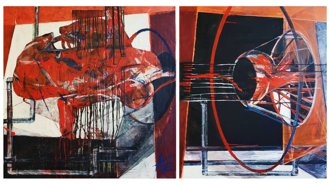 Pause (diptych) Expressive and gestural Painting Alyona Tokovenko - Subjektiv.art
