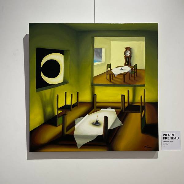 Le premier repas Surrealistic Painting Pierre Freneau - Subjektiv.art