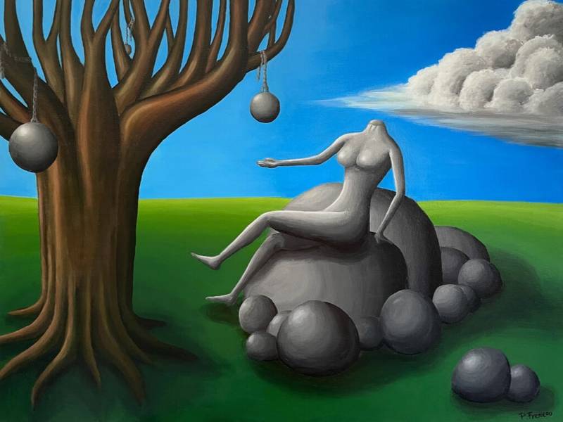 Jardin d'Eden Surrealistic Painting Pierre Freneau - Subjektiv.art