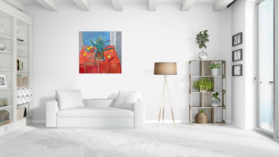 Aloe Vera and Yellow Tomatoes Modern Painting Artem Andreichuk - Subjektiv.art