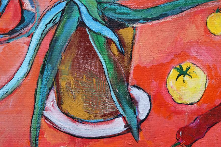 Aloe Vera and Yellow Tomatoes Modern Painting Artem Andreichuk - Subjektiv.art